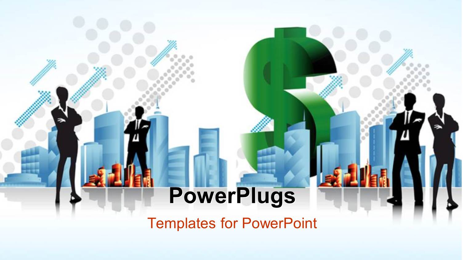 large Green Dollar Symbol with Business Men Standing on White Background 