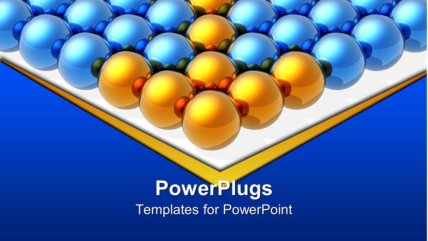 large Group of Glossy Blue Spheres with Golden Spheres Forming Arrow