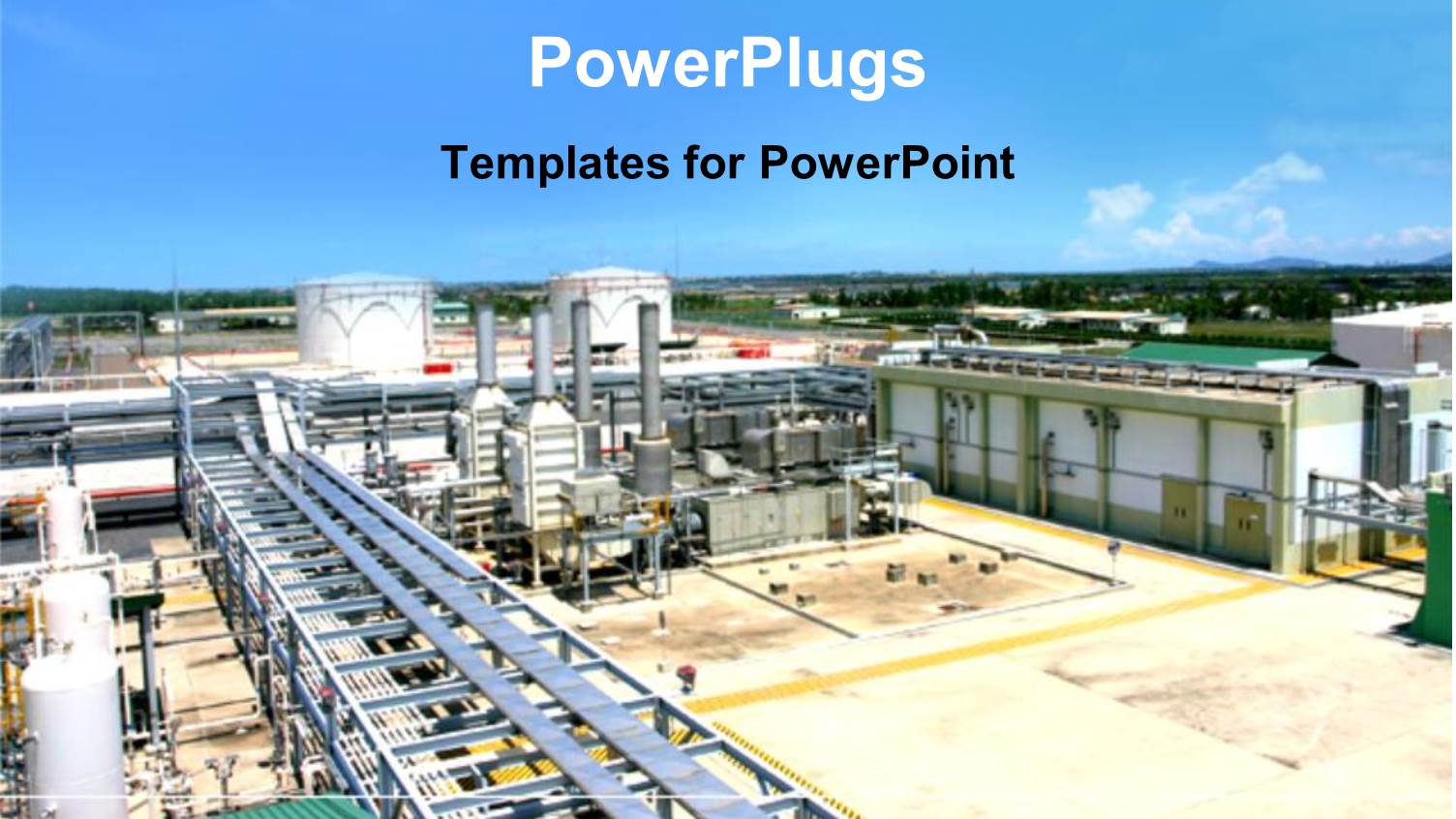 large Industrial Plant on Horizon with Blue Sky