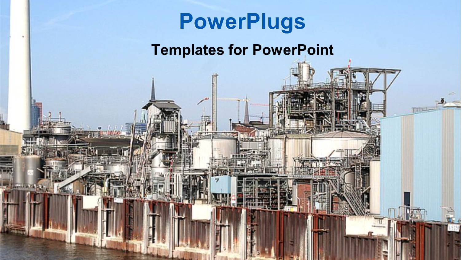 large Industrial Plant Located by Sea Shore with Blue Sky 