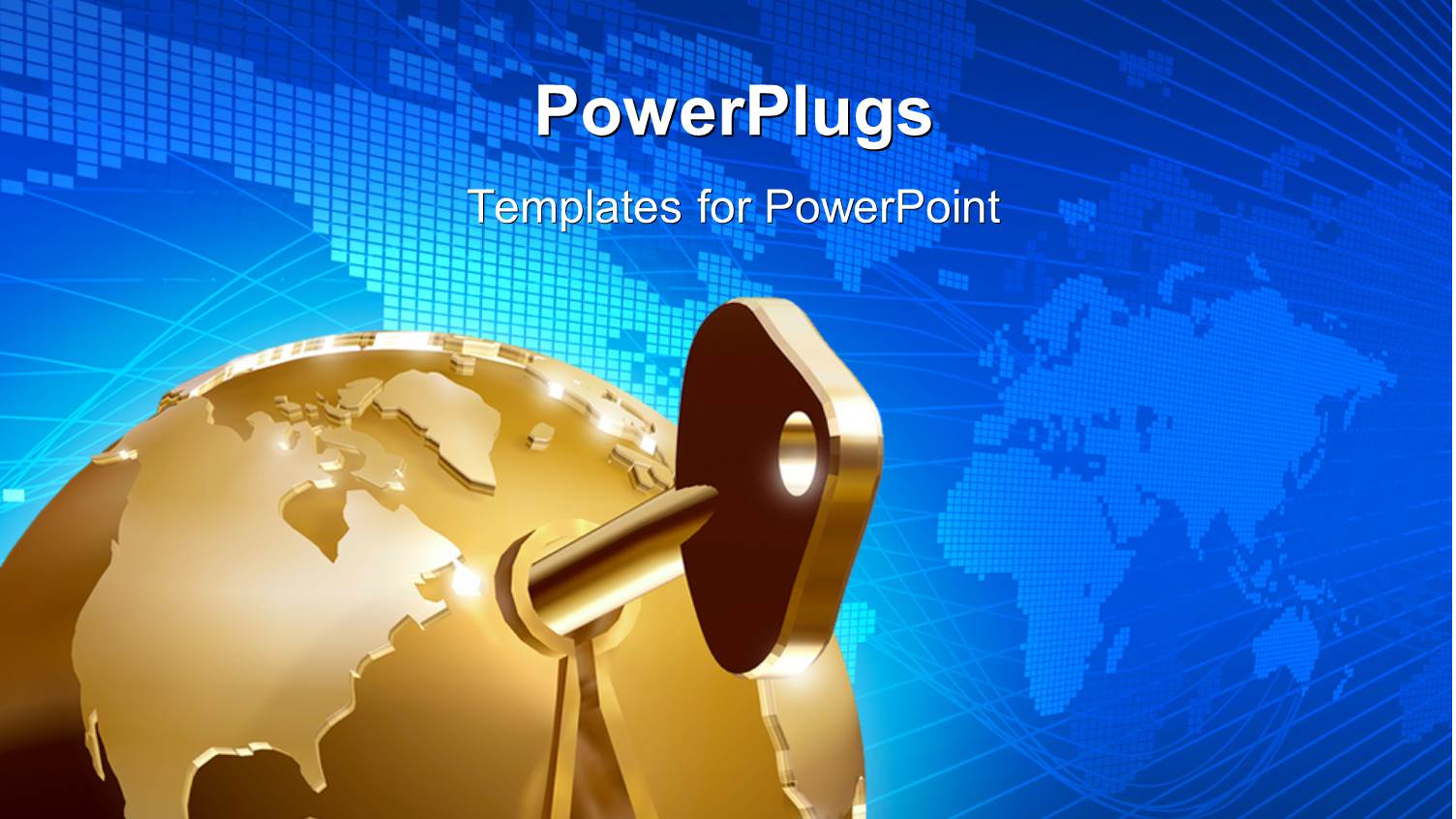 large Key Inserted in Keyhole of Golden Globe Over World Map