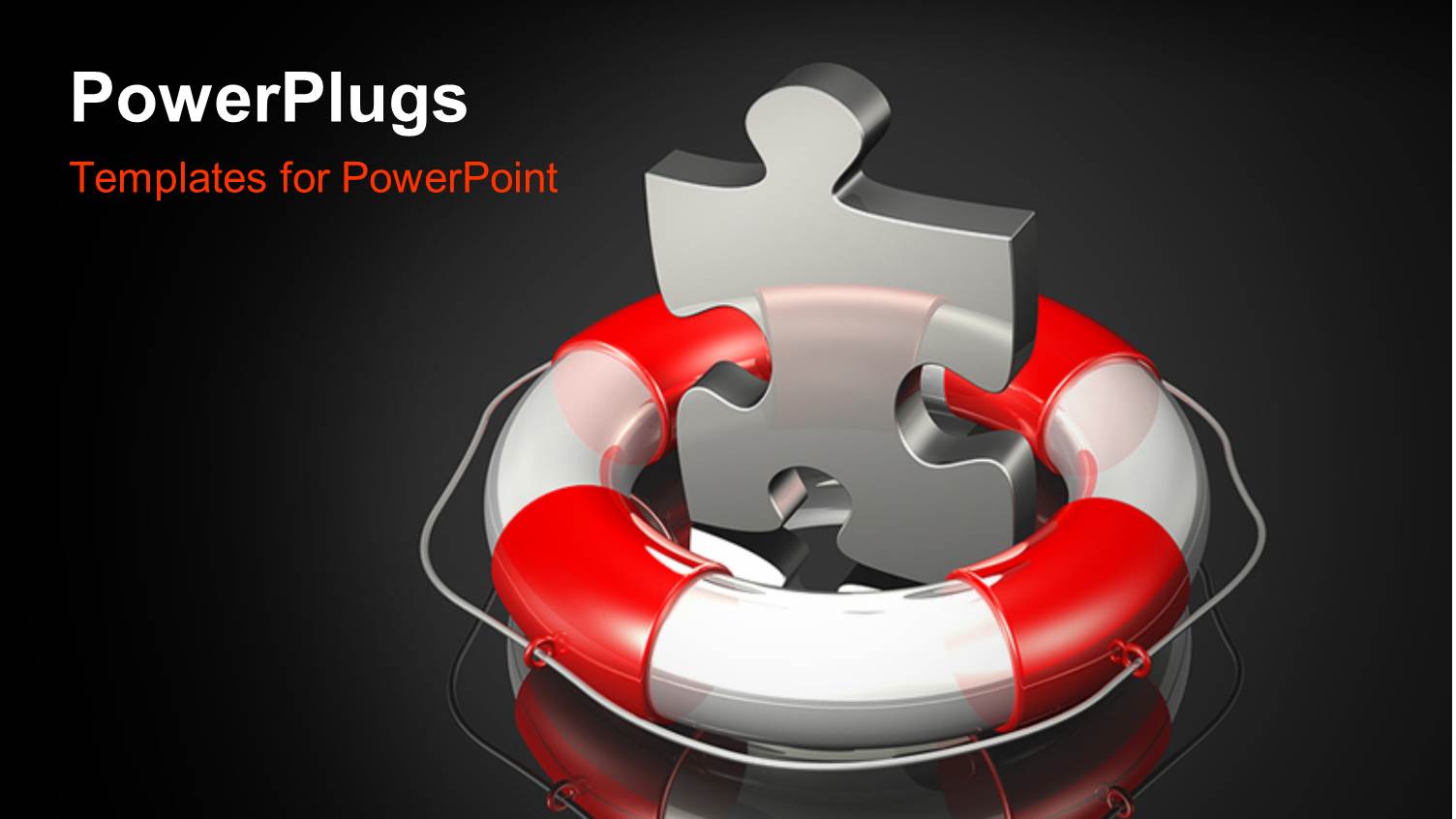 large Metallic Puzzle Piece with Lifebuoy and Black Color