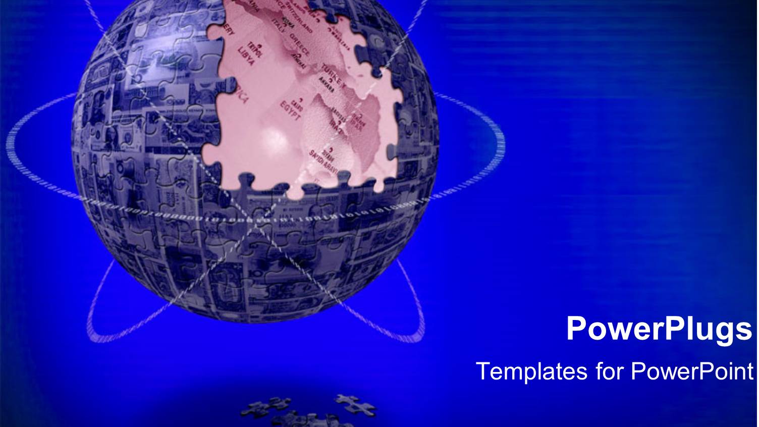 a large Puzzle Globe Wit Three Swirling Orbits