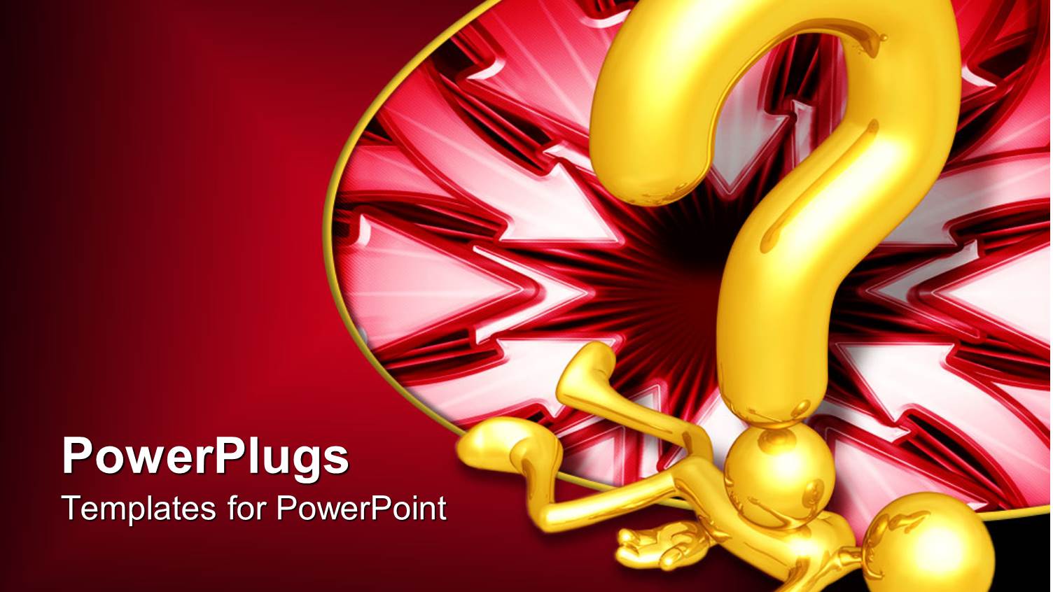 large Question Mark Symbol Crushing Gold Plated 3D Man