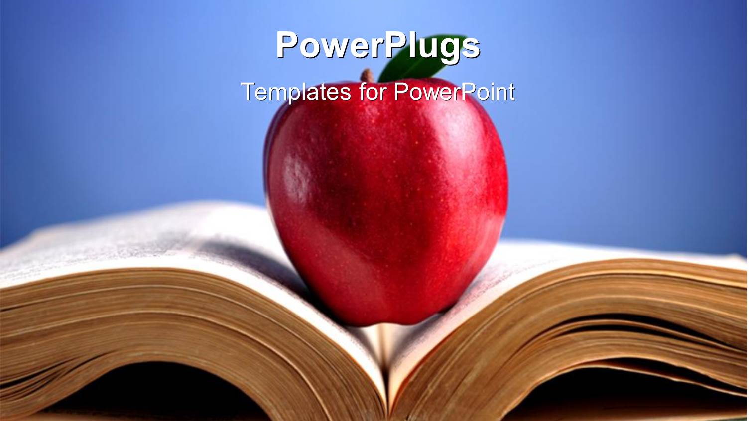 large Red Apple Placed in Open Book Over Blue Background