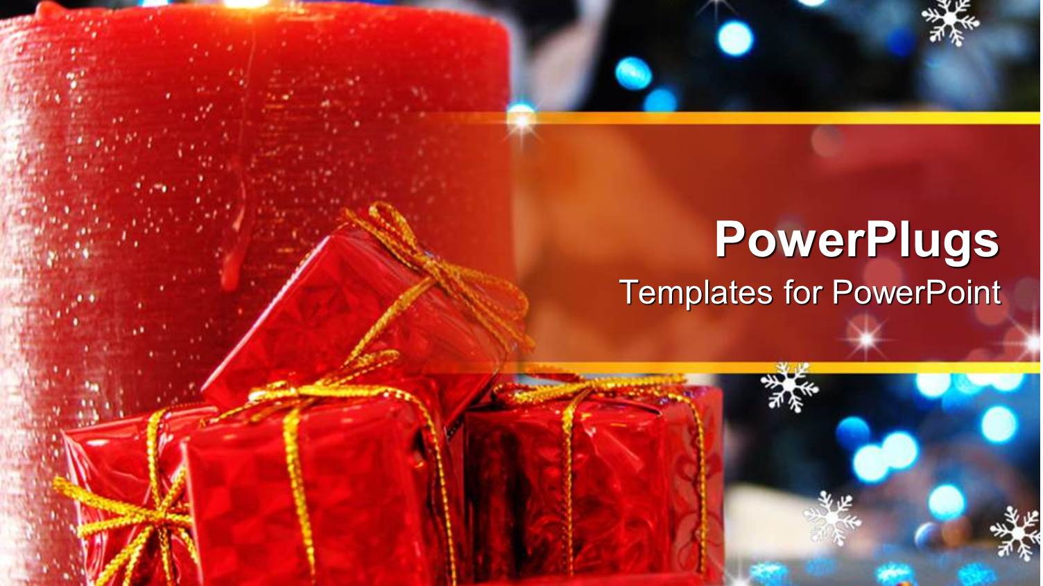 a large Red Candle with some small Red Gift Boxes