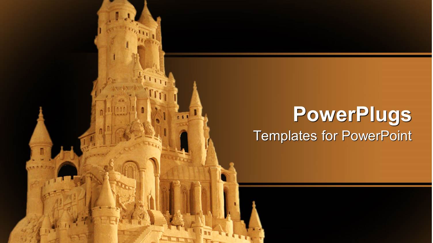 large Sand-Colored Medieval Castle, Black Background