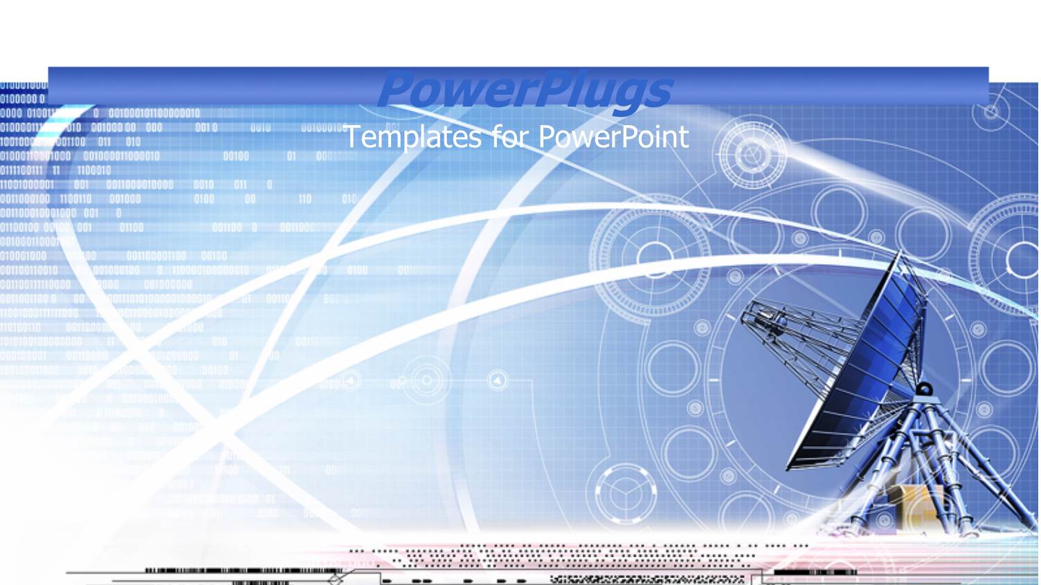 large Satellite Dish Antenna on Blue Background with Waves