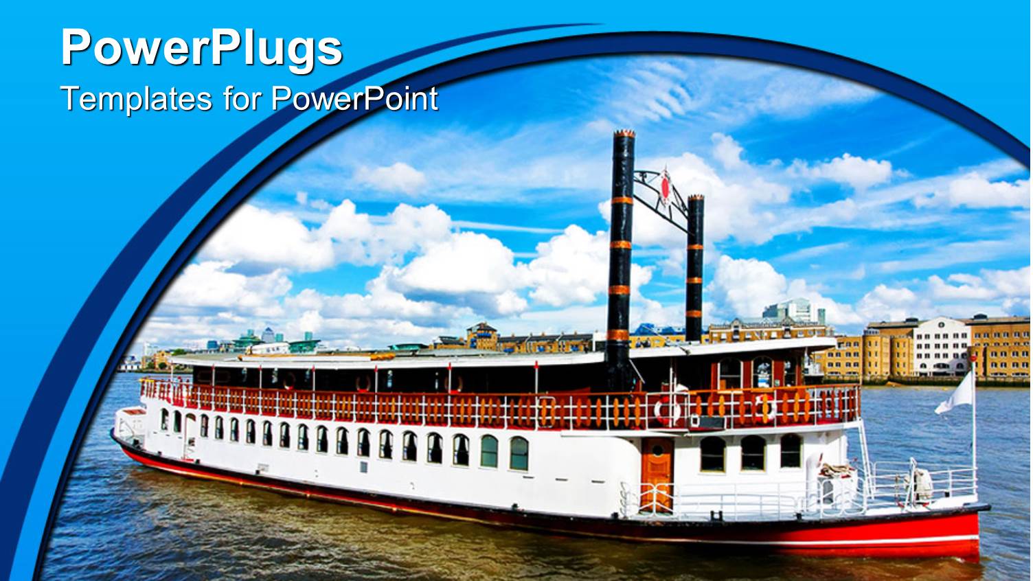 large Ship on a Sea with a Blue Background