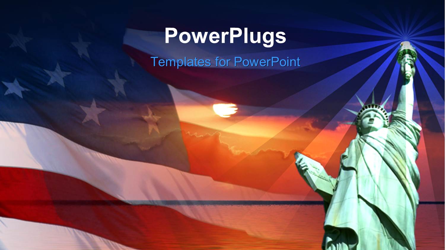 large Statue of Liberty on a Usa Flag and River View