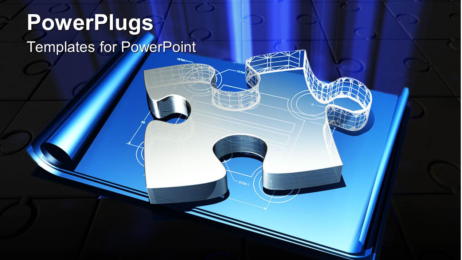 large Three Dimensional Glass Jigsaw Puzzle Piece on Blueprints