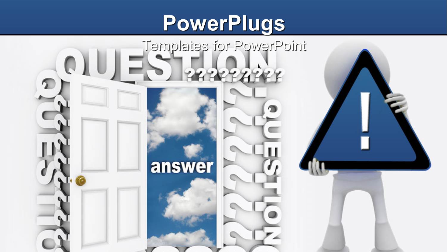 a large White Colored Door with Lots of Texts and a White Human Character Holding Up an Exclamation Mark