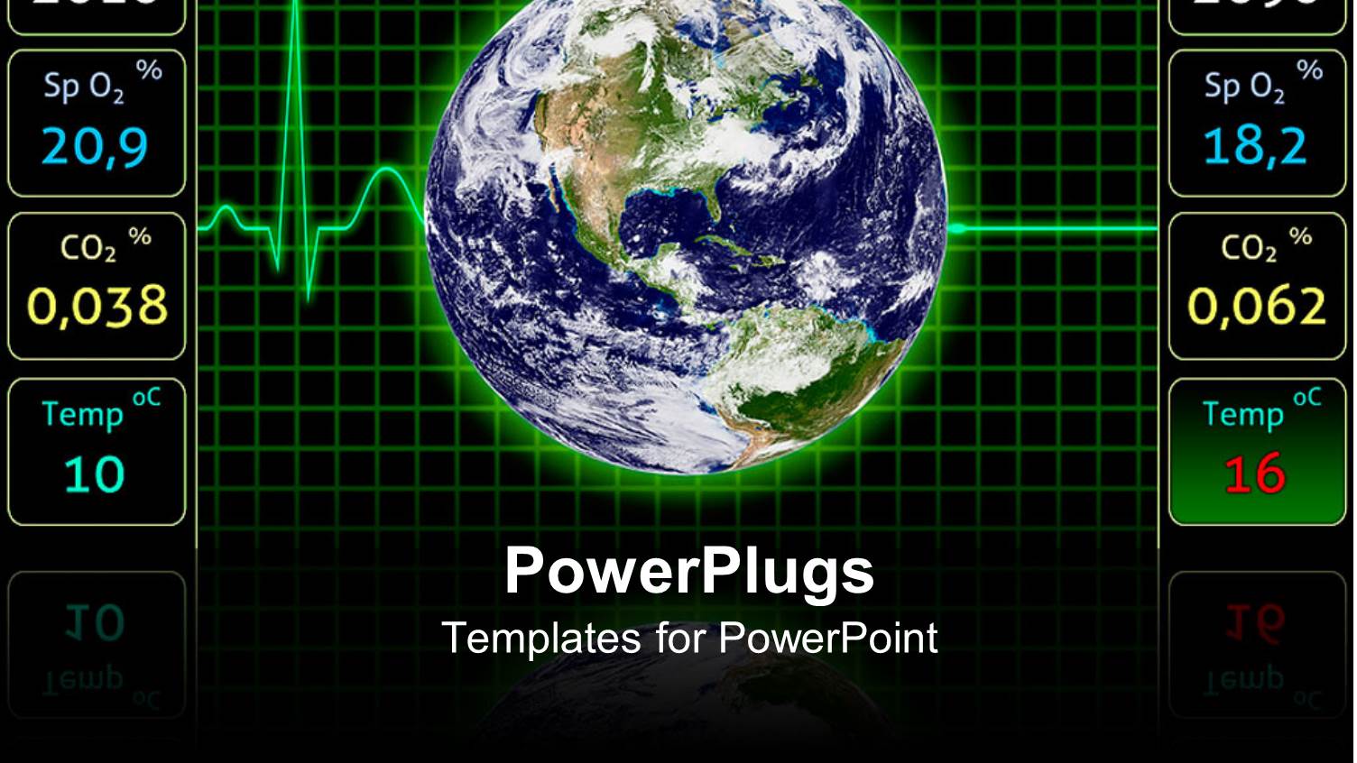 large World Globe with a Green Background and Figures