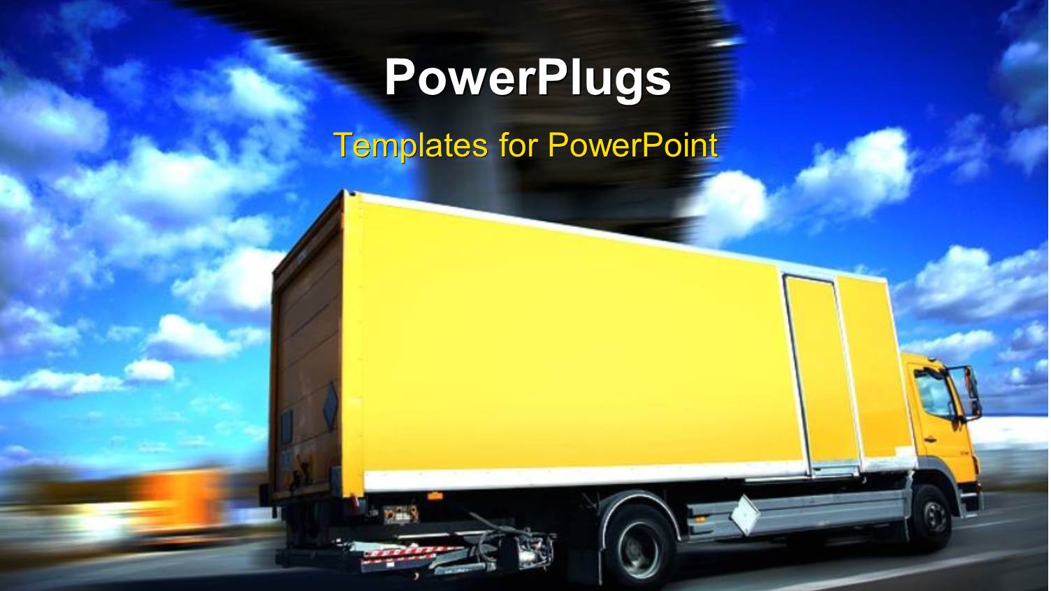 a large Yellow Colored Truck Moving Fast on a Plain Road