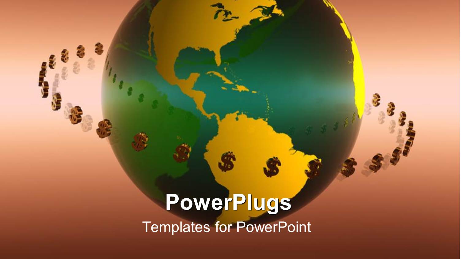 a large Yellow and Red Globe with Dollar Signs Round it