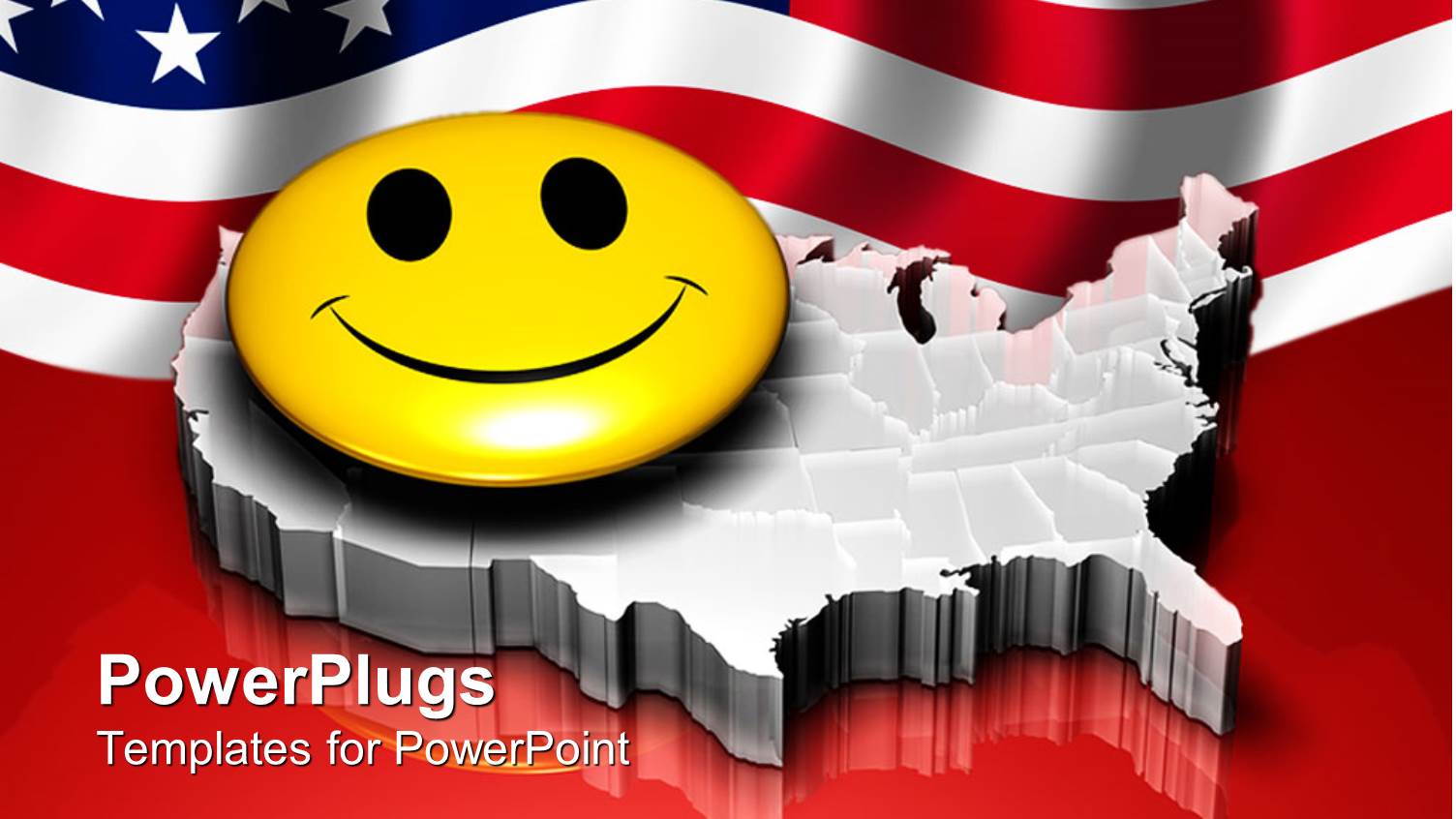 large Yellow Smiley Face with an American Background Behind