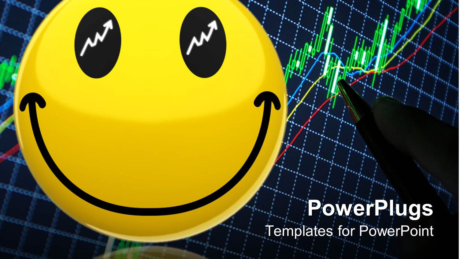 large Yellow Smiley Face with White Upwards Pointing Arrows in Eyes