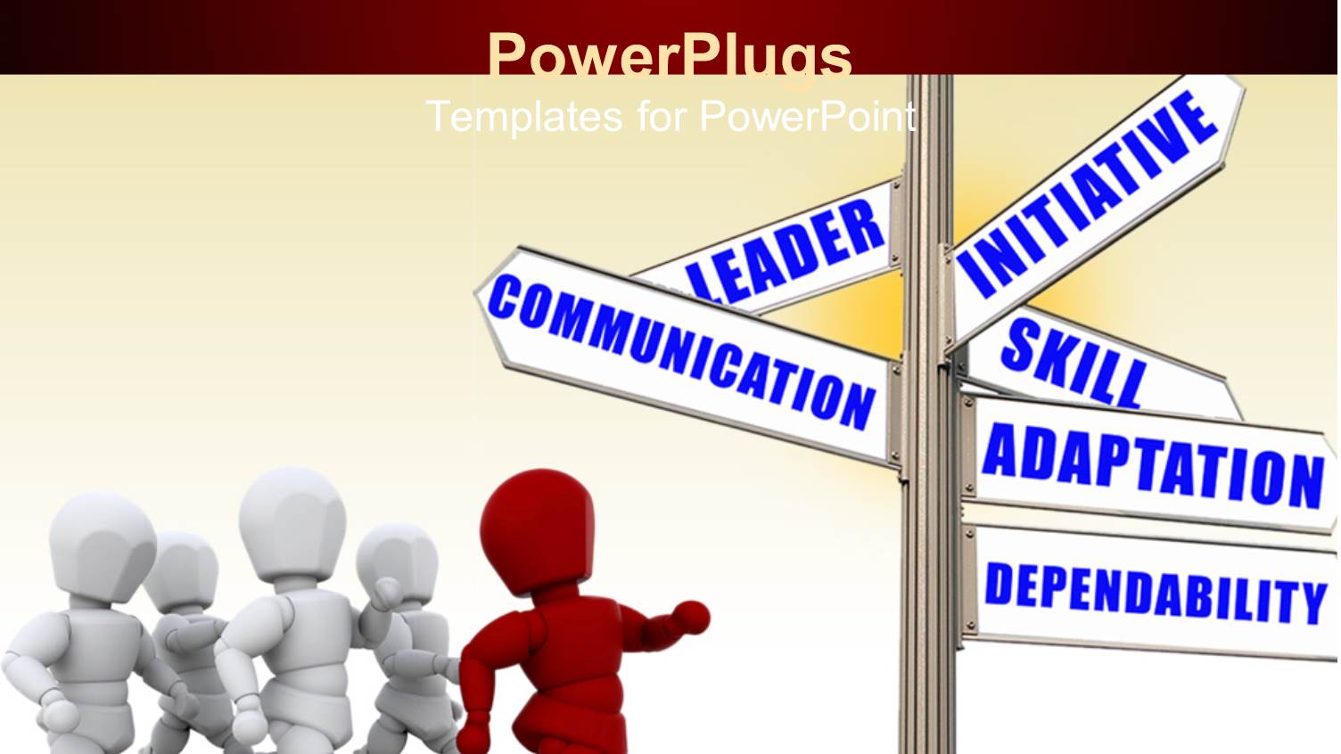 a Leader with the Team Running Towards a Rod