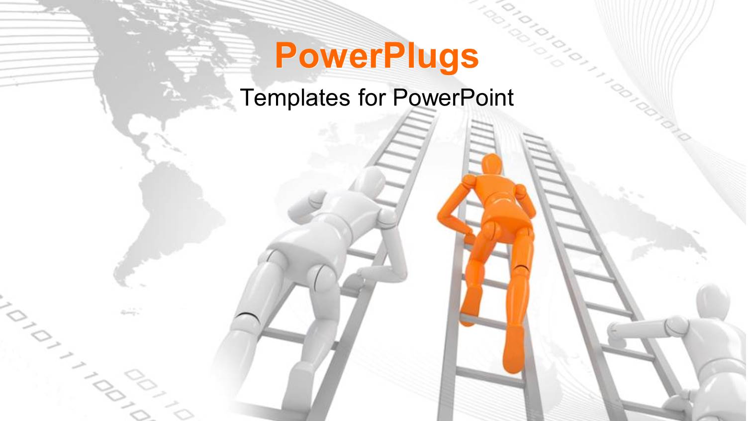 Leaders with 3D Characters Climbing and a World Map Background