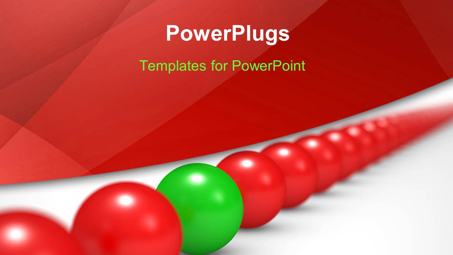 an Arranged Line of Red Colored Balls with a Green One in Between