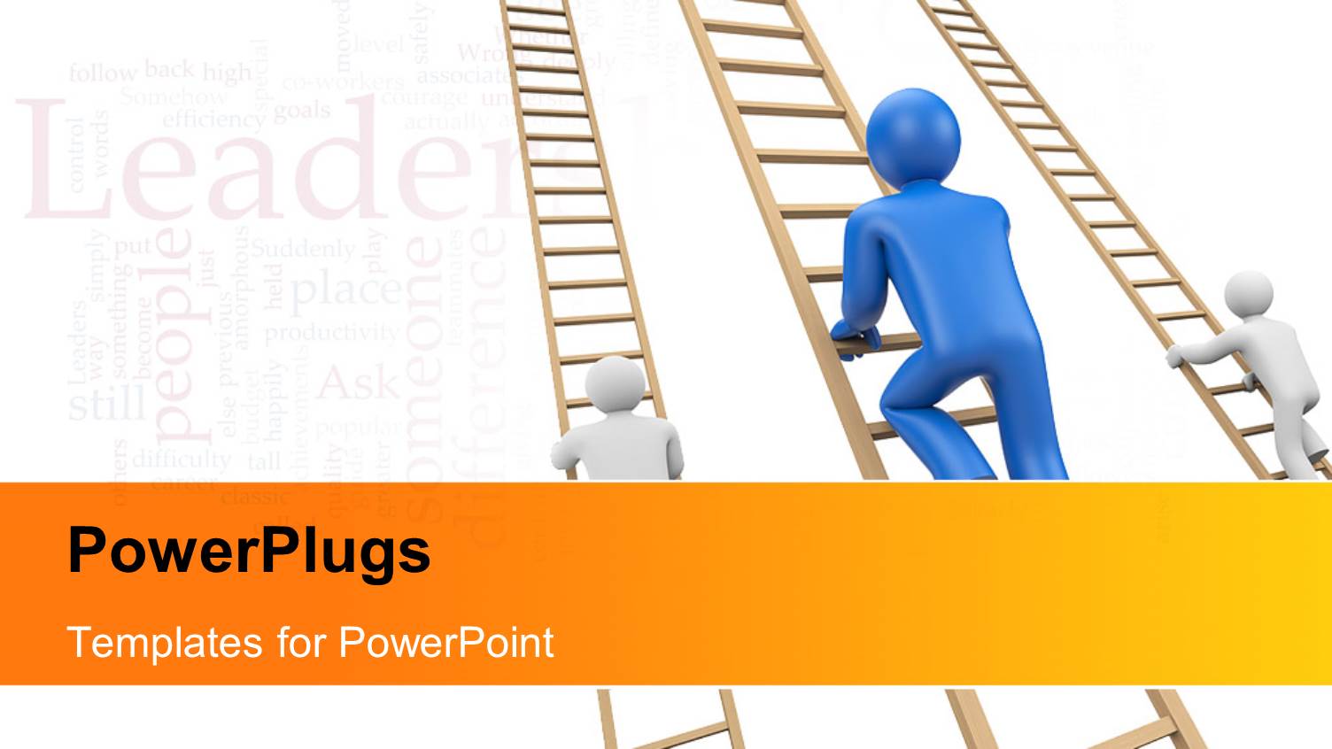 Leadership Depiction with 3D People Climbing Rungs of Ladder