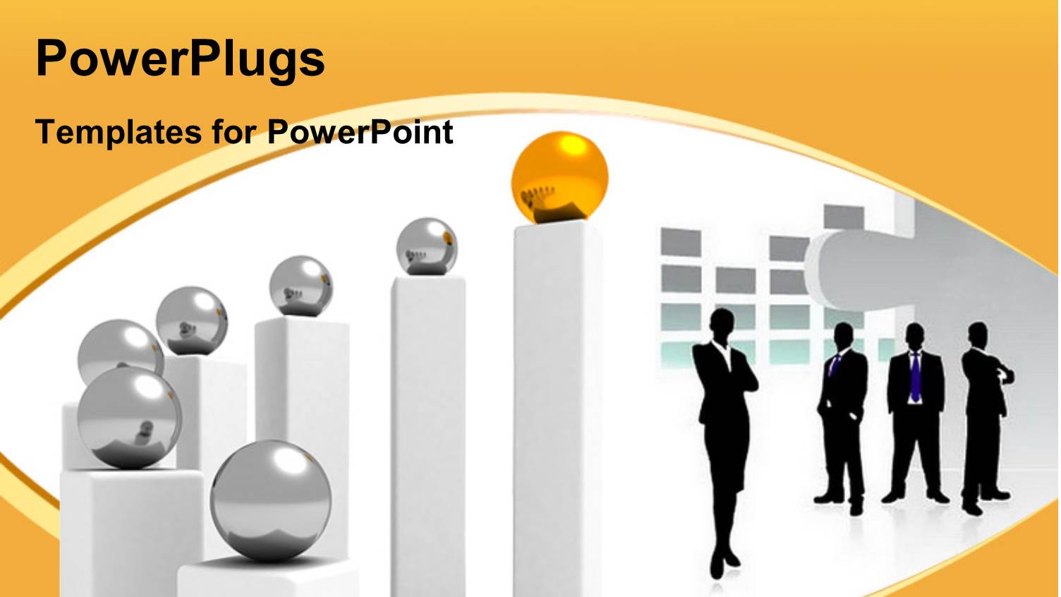 Leadership Depiction with Business Team and Balls on Bar Chart