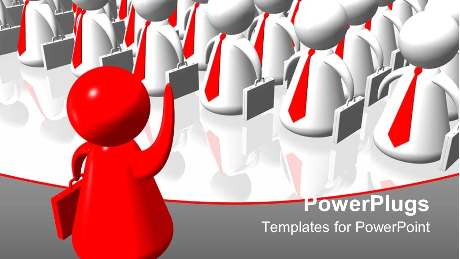 Leadership Management Metaphor with Red Figure Leading Team of White Business People Figures