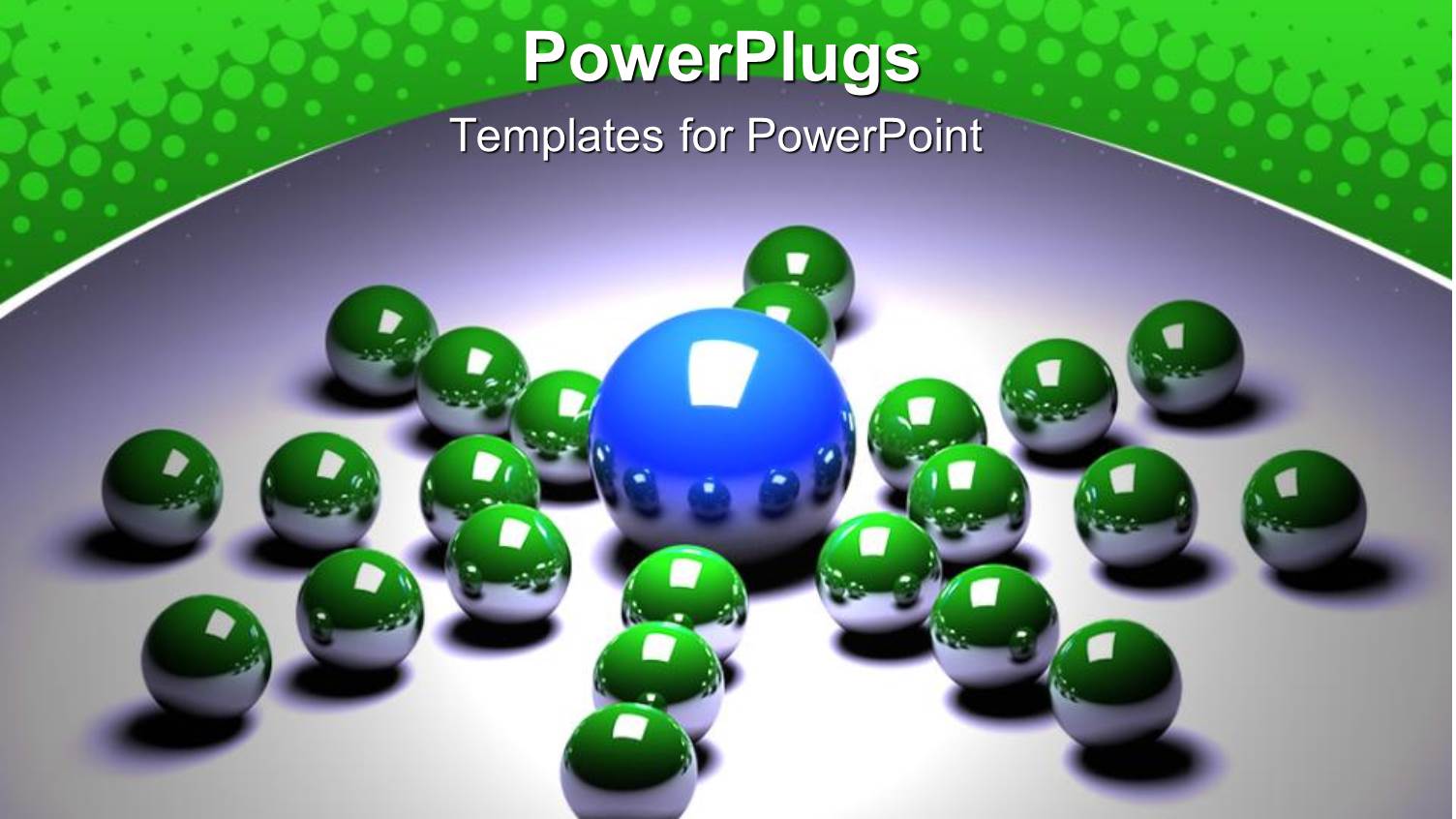 Leadership Metaphor with large Blue Ball Surrounded by small Green Balls