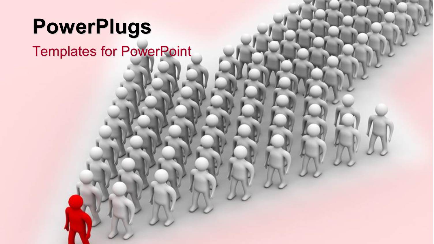 Leadership Metaphor with Red Man at Front of Silver Men Standing in Arrow Shape