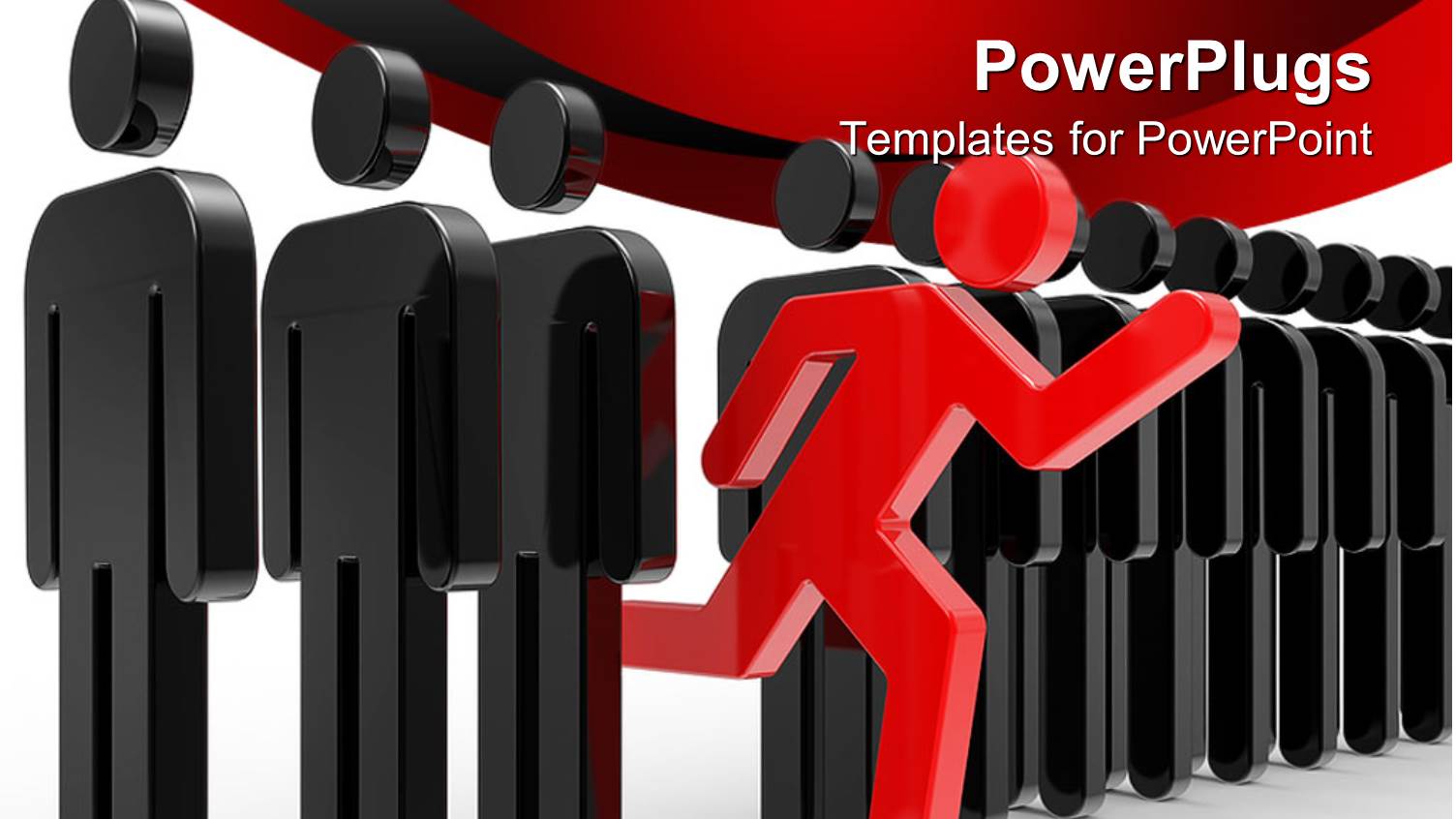 Leadership Metaphor with Red Person Running Through Line of Black Humans