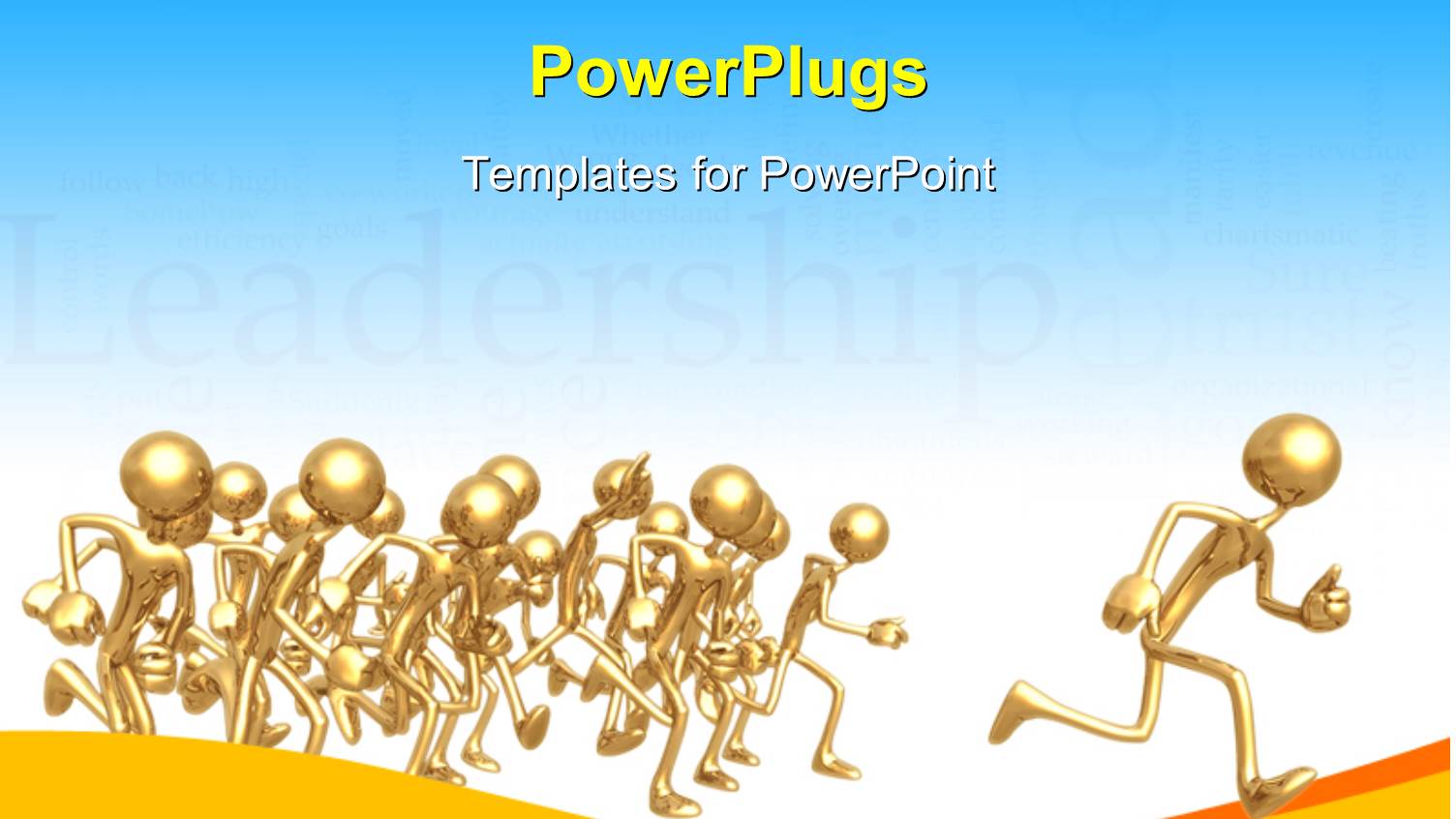 Leadership Theme with Gold Plated Leader Ahead of Team