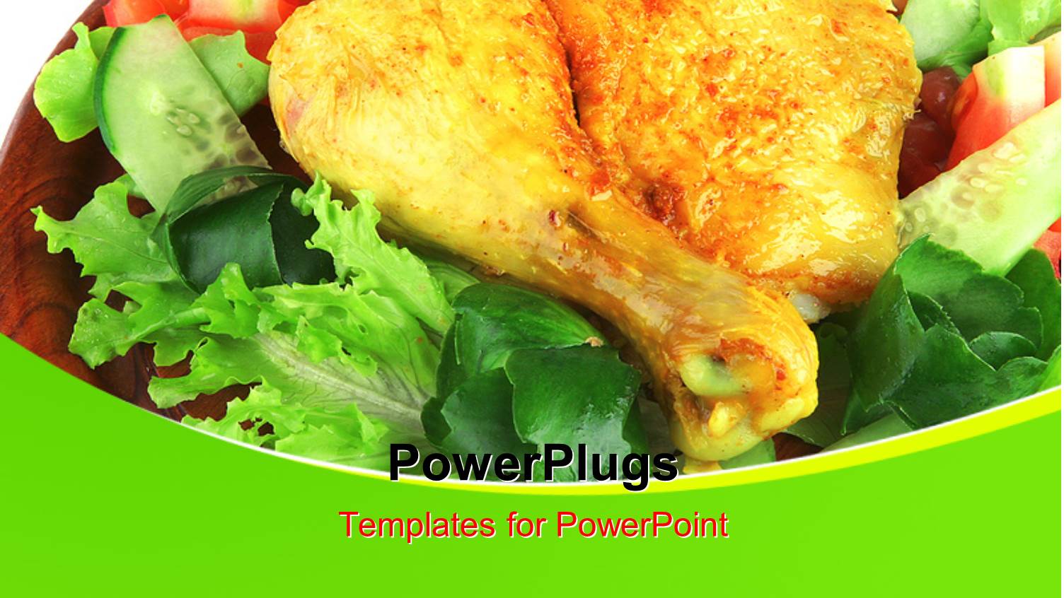 a Leg Piece with a Lot of Salad in a Plate