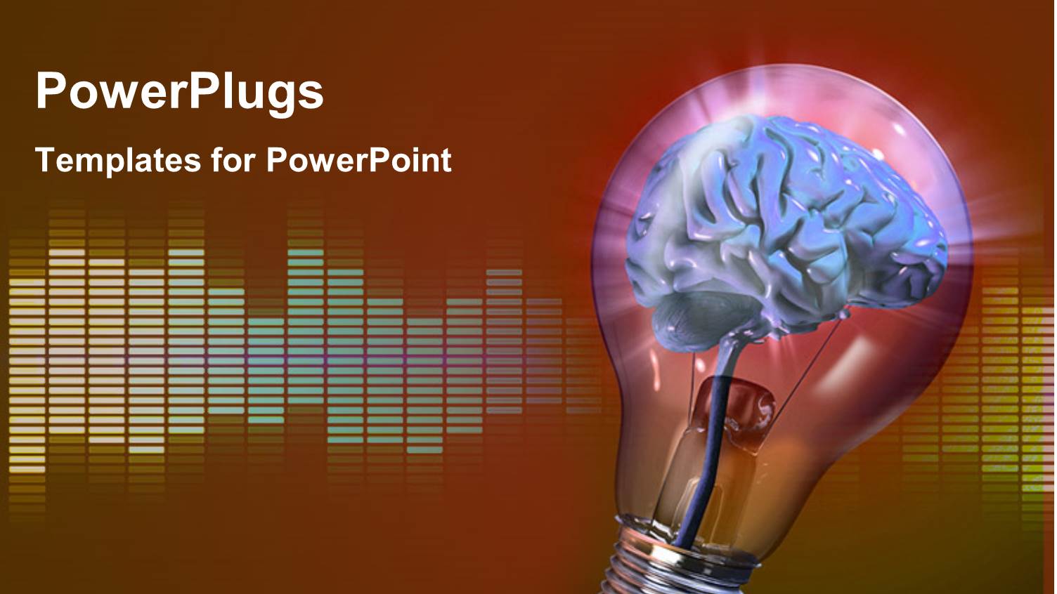 Light Bulb with Human Brain as Filament and Equalizer Bars in Background