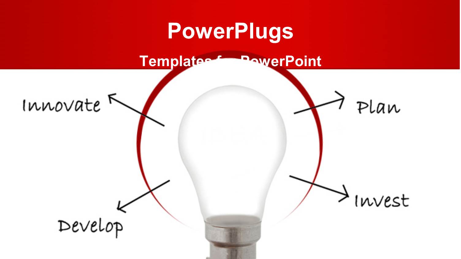 Light Bulb with Terms Innovate, Plan, Develop, Invest Emerging
