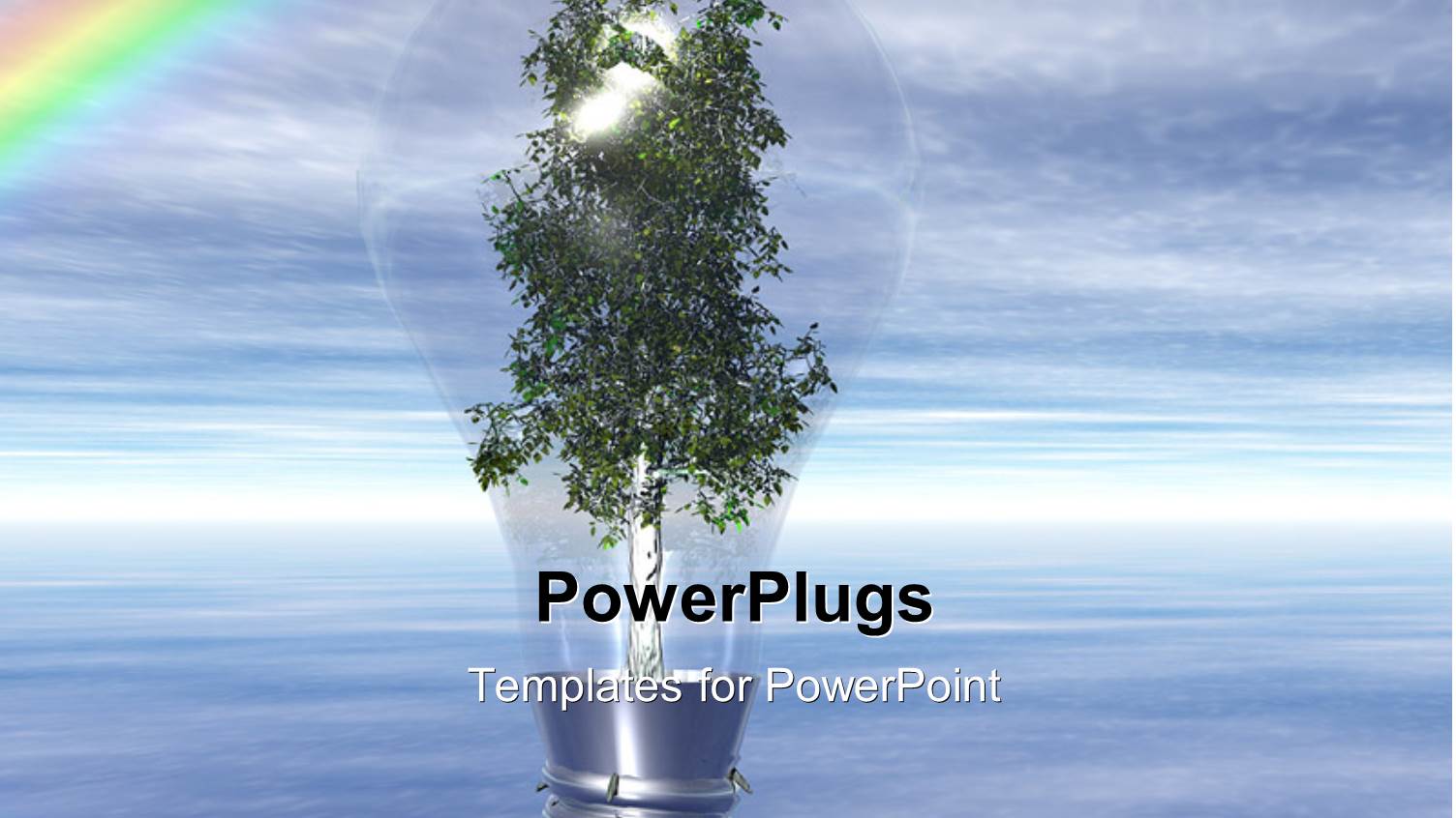 Light Bulb with Tree as Filament Over Blue Cloudy Sky