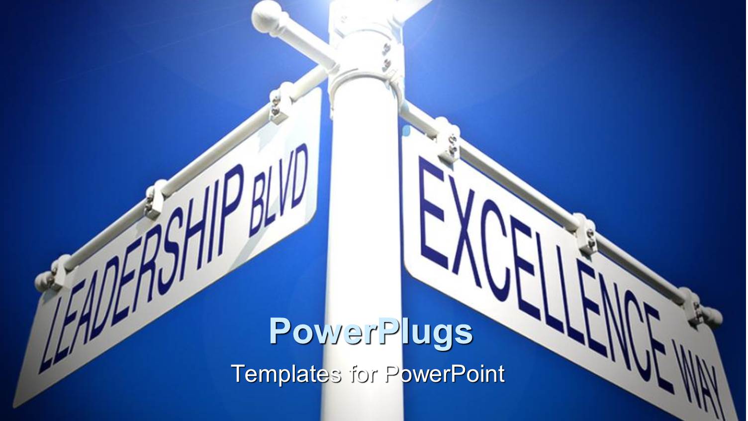 Light Glow in Blue Background Over White Road Sign