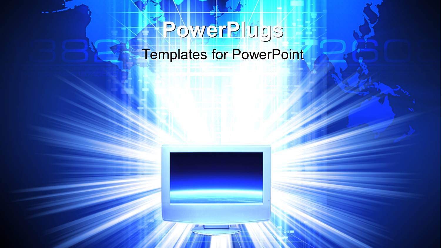 Light Sparkle Over World Map in Background with Computer Monitor