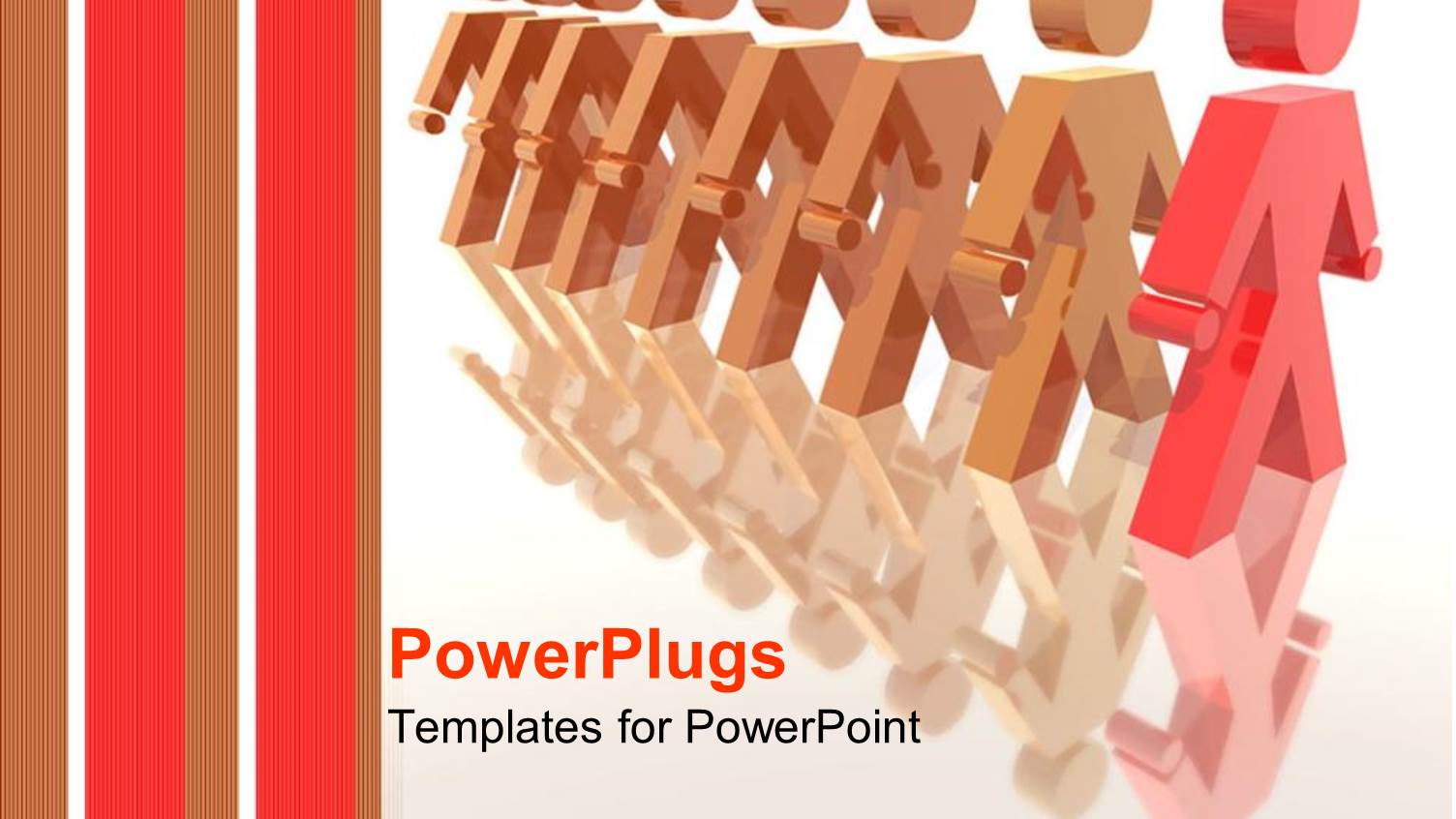 Line of Brown Human Figures on a Line with a Red One in Front