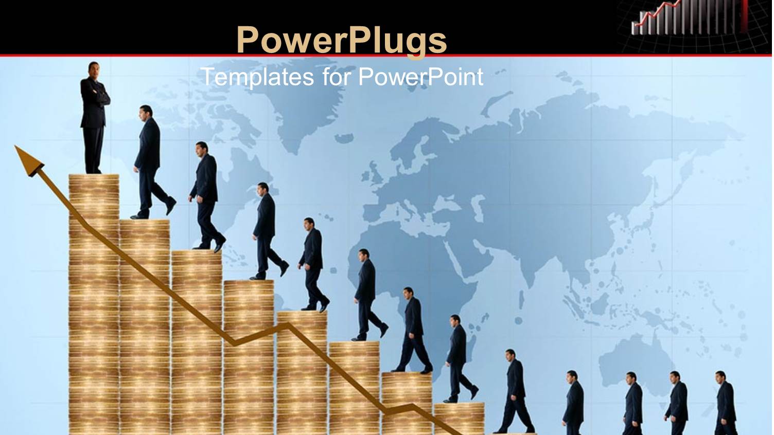 Line of Business Men Coin Stack Stairs