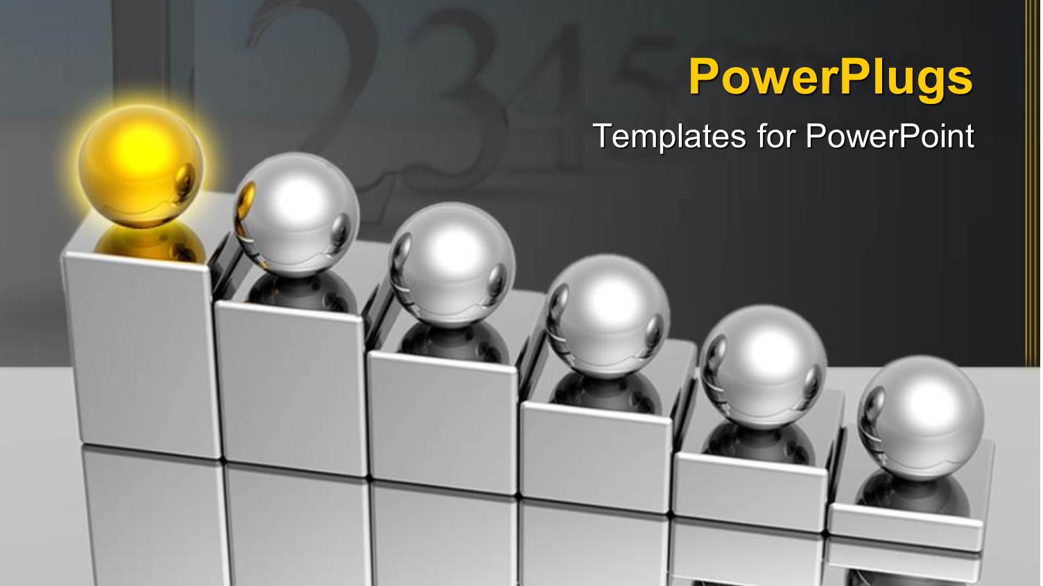 Line of Metallic Bar Chart with a Gold Ball