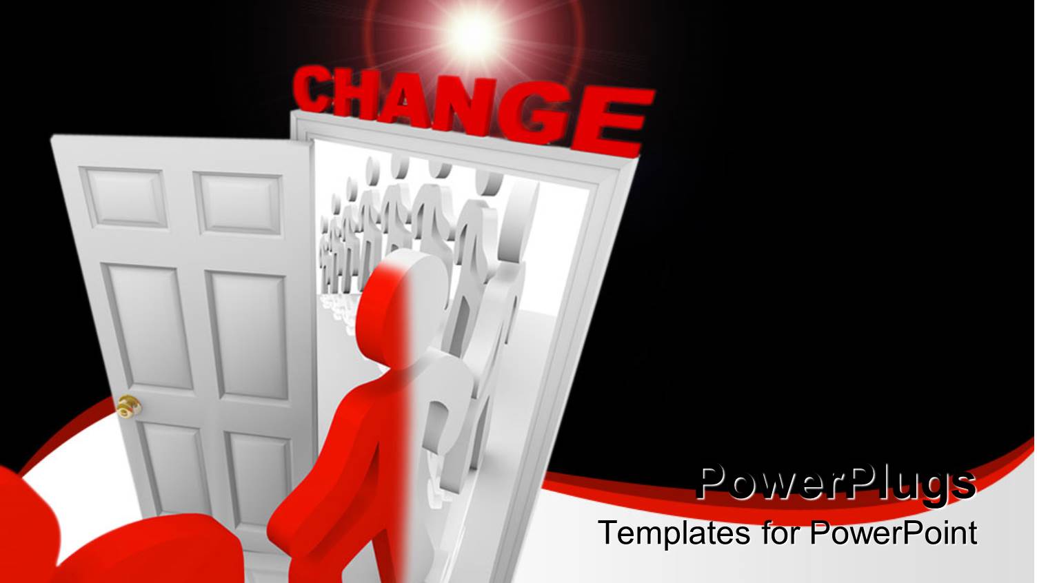 Line of People Walk Through Doorway of Change