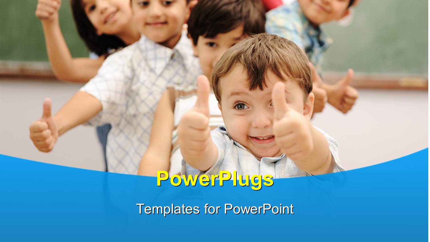 Line of Smiling Children Giving Thumbs Up to Camera