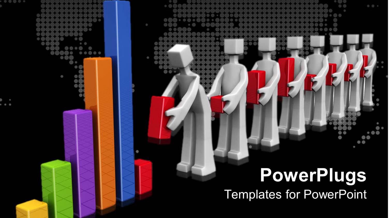Line of White Figures Building Last Part of Bar Chart