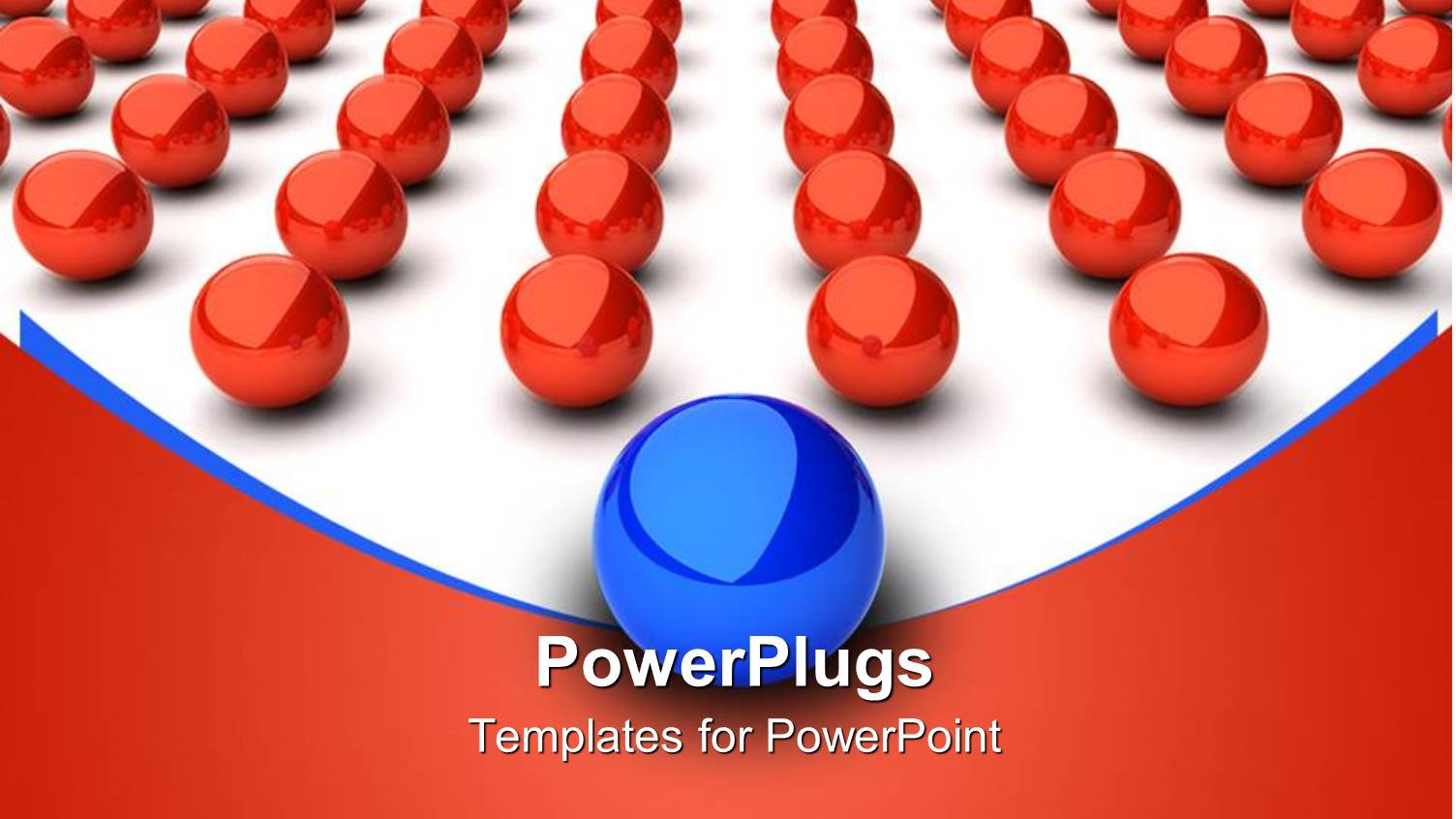 Lines of Red Glossy Spheres Leaded by Glossy Blue Sphere