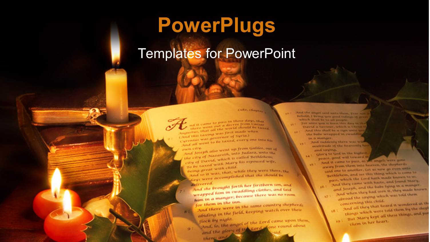 Lit Red and White Candles Around an Open Bible