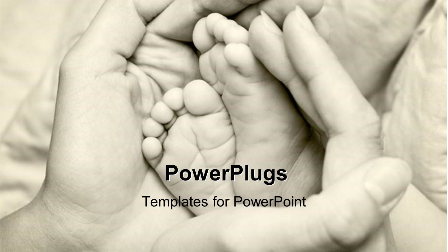 little Baby's Feet in Hands of Mother