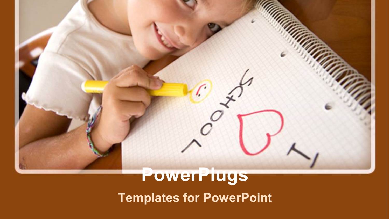 little Girl with Highlighter and Notebook Showing i (Heart) School