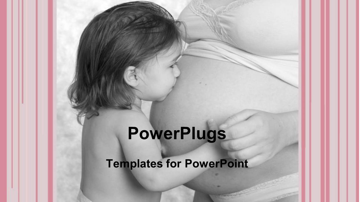 little Girl Kisses Pregnant Mother,s Stomach