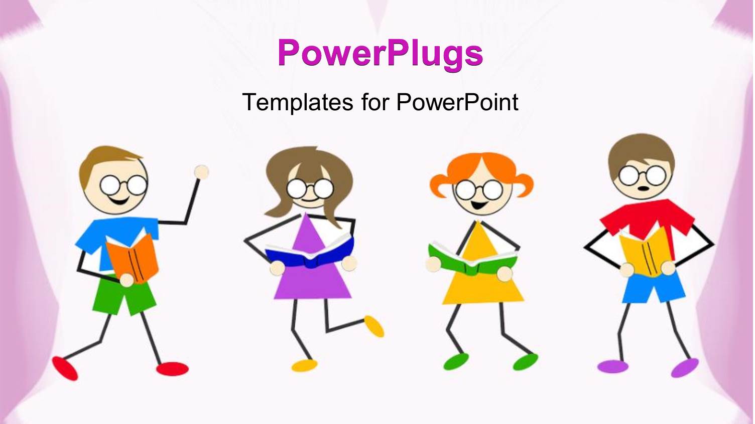 little Kids Dancing and Reading Book on White Background with Pink Frames