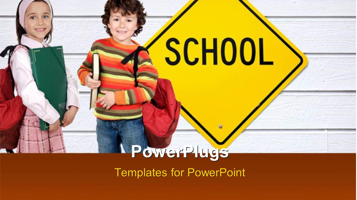little Kids Dressed for School Over White Background 